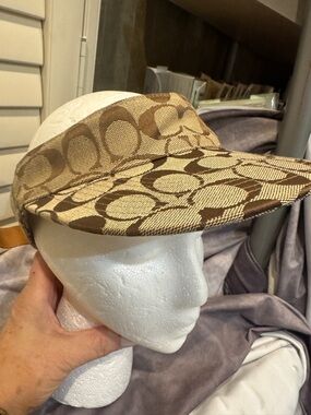 Coach Brown Khaki Signature Visor Hat